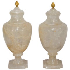 Pair of Brazilian Rock Crystal Urns