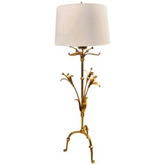 Retro Hollywood Regency Tulip Form Solid Bronze Floor Standing or Tall Lamp