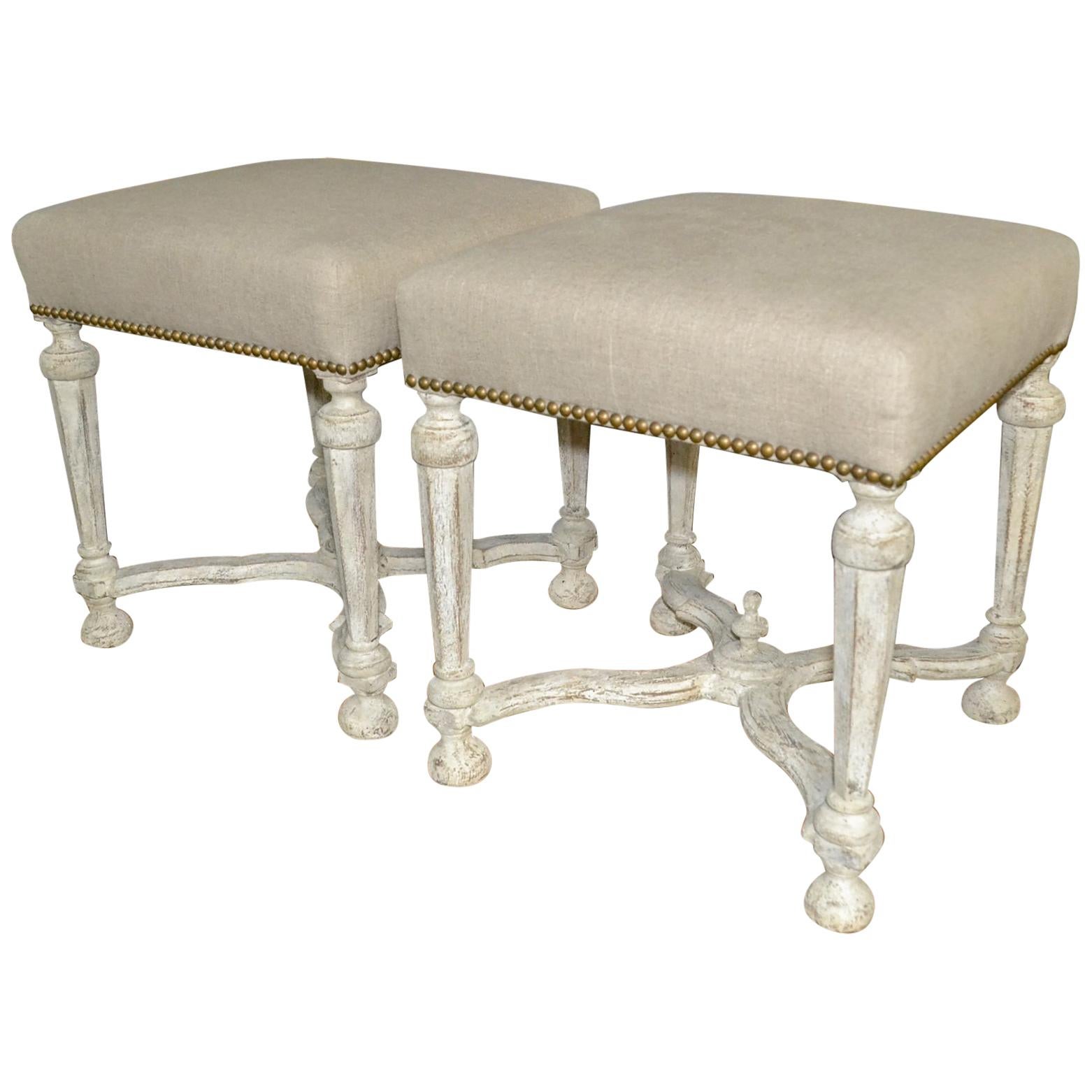 19th Century Pair of Continental Painted Benches