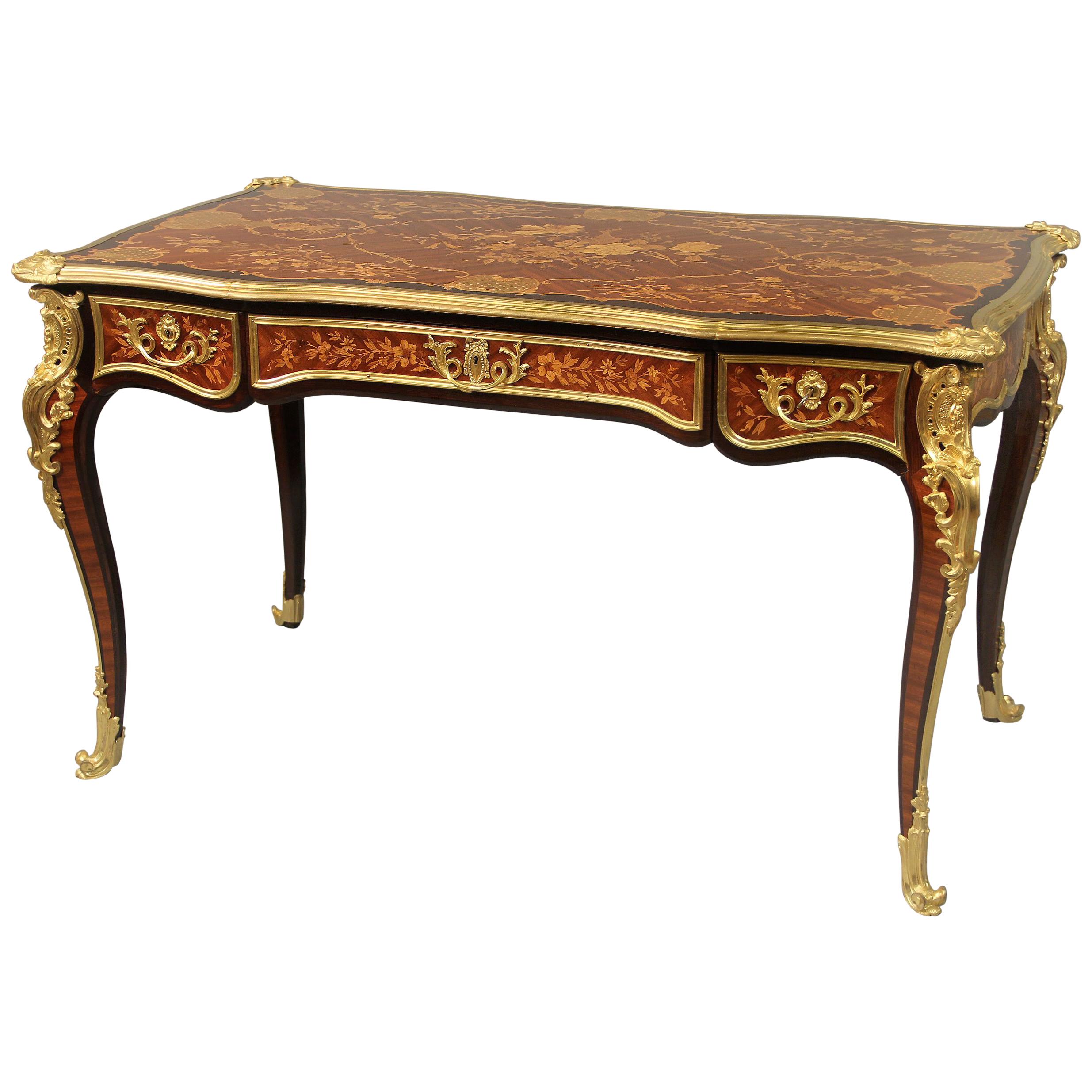 Vergoldeter Bronze-Tisch mit Intarsien aus dem späten 19. Jahrhundert von Paul Sormani im Angebot
