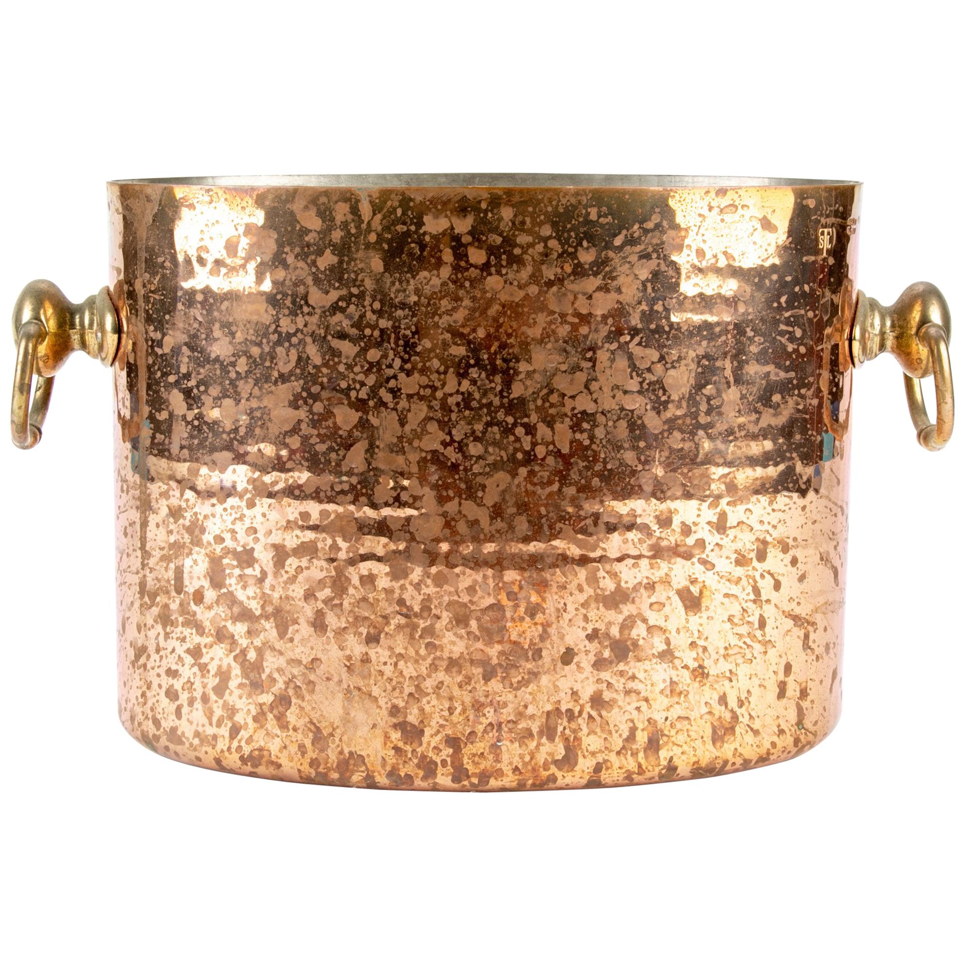 Antique STL French Copper Oval Ice Bucket