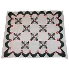 Antique Quilt Red and Green Applique