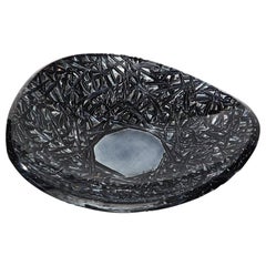 Studio-Made Carved Glass Dish by Ghiró Studio, Large