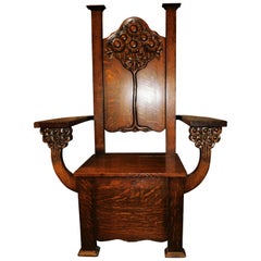 English Arts & Crafts Mission Chair circa 1890 Tree of Life Edwin Ridgeway