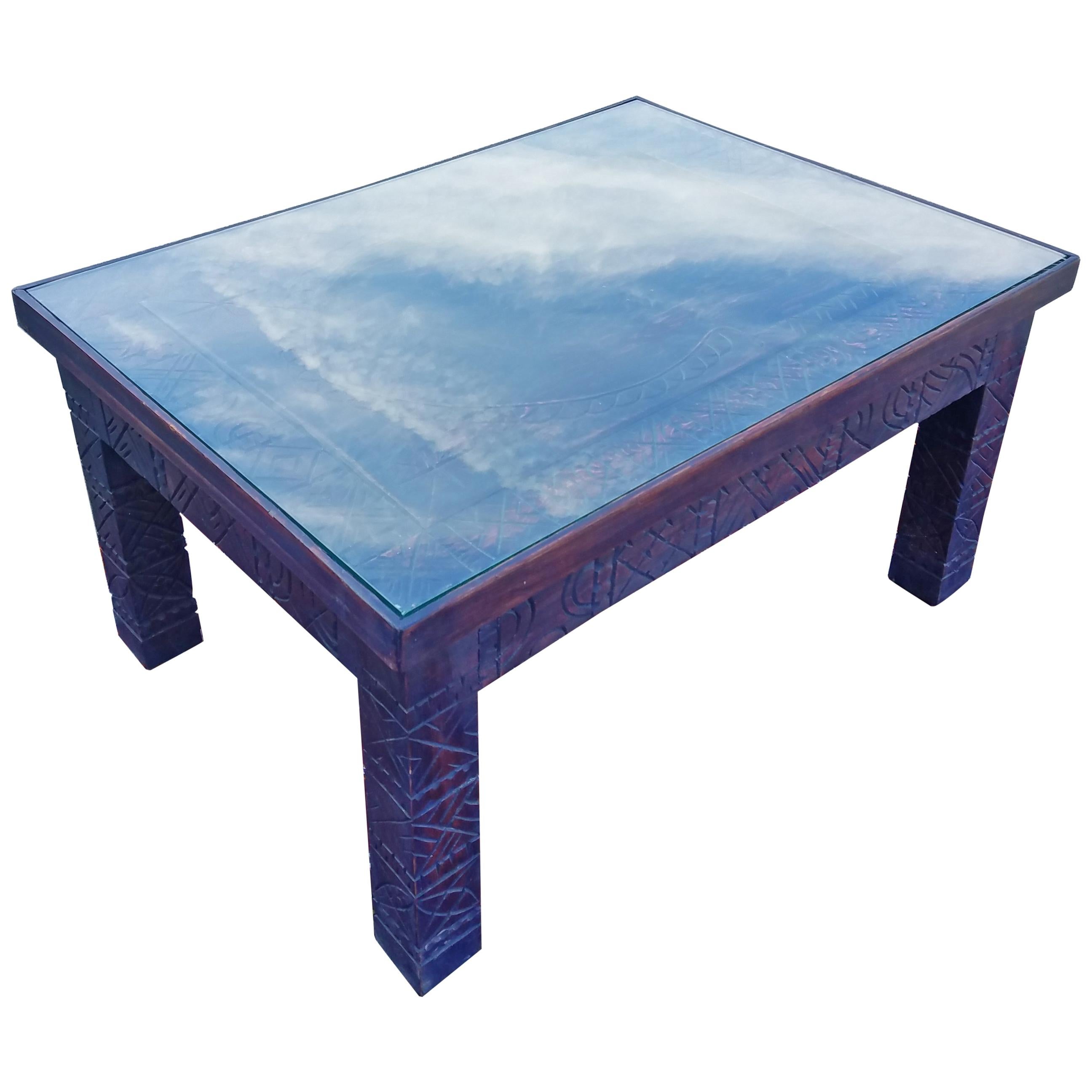 Rabat Moroccan Coffee Table, All Carved For Sale