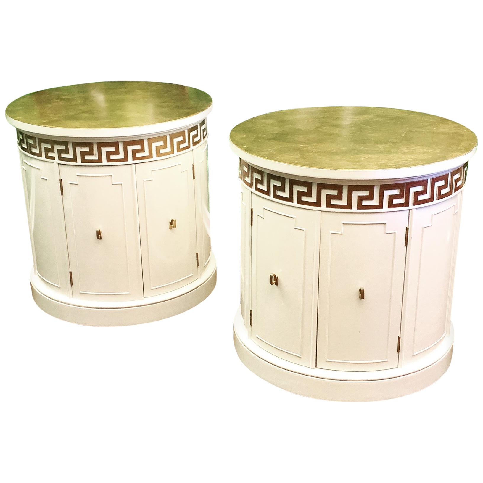 Hollywood Regency Style Drum End Tables by Thomasville