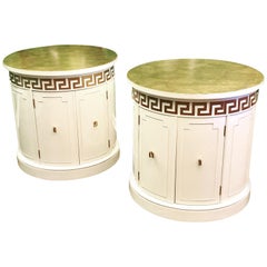 Hollywood Regency Style Drum End Tables by Thomasville