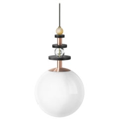 Maru 10" Globe Pendant Light with Tall Stack of Beads in Copper or Brass 