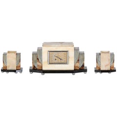 French Art Deco Clock Set Garniture Set