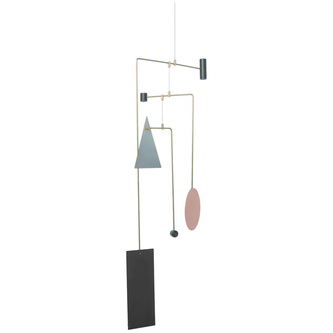 Sculptural Point Counterpoint Mobile A in Brass, Copper and Aluminum