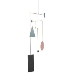 Sculptural Point Counterpoint Mobile A in Brass, Copper and Aluminum