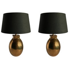 Pair of Metallic Faux Shagreen Lamps, Contemporary