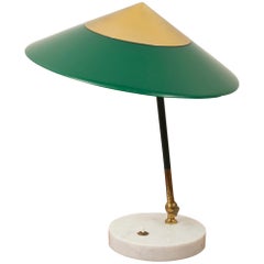 Stilux Desk Lamp in Nickel and Brass with Marble Base, Italy, 1950s