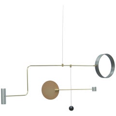 Sculptural Point Counterpoint Mobile C in Brass, Aluminum and Copper