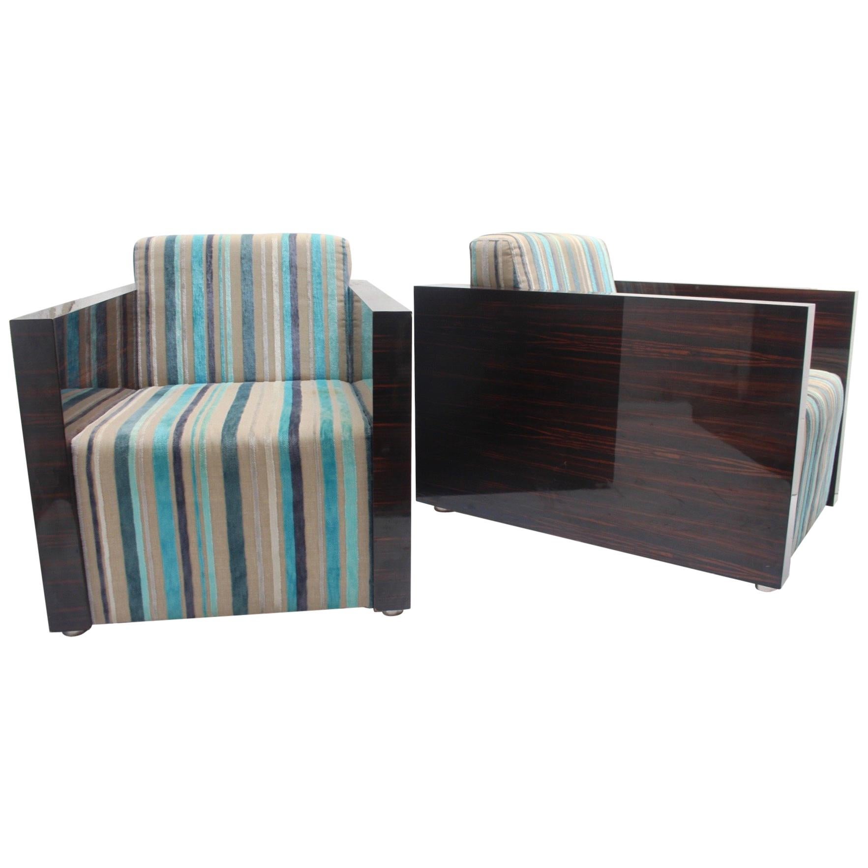 Art Deco Macassar Ebony  Lounge Chairs “Gael” by Fermín Verdeguer for Darc, 2002 For Sale