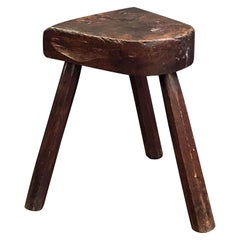 English Primitive or Rustic Three-Legged Milking Stool of Oak