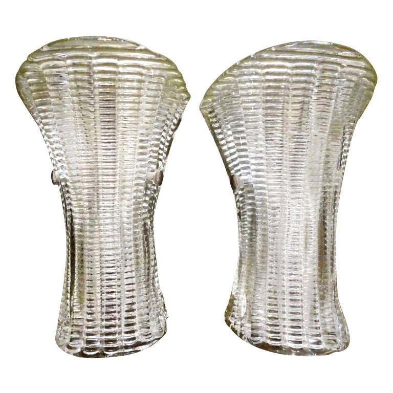 Pair of Mid-Century Modern Murano Glass Sconces For Sale