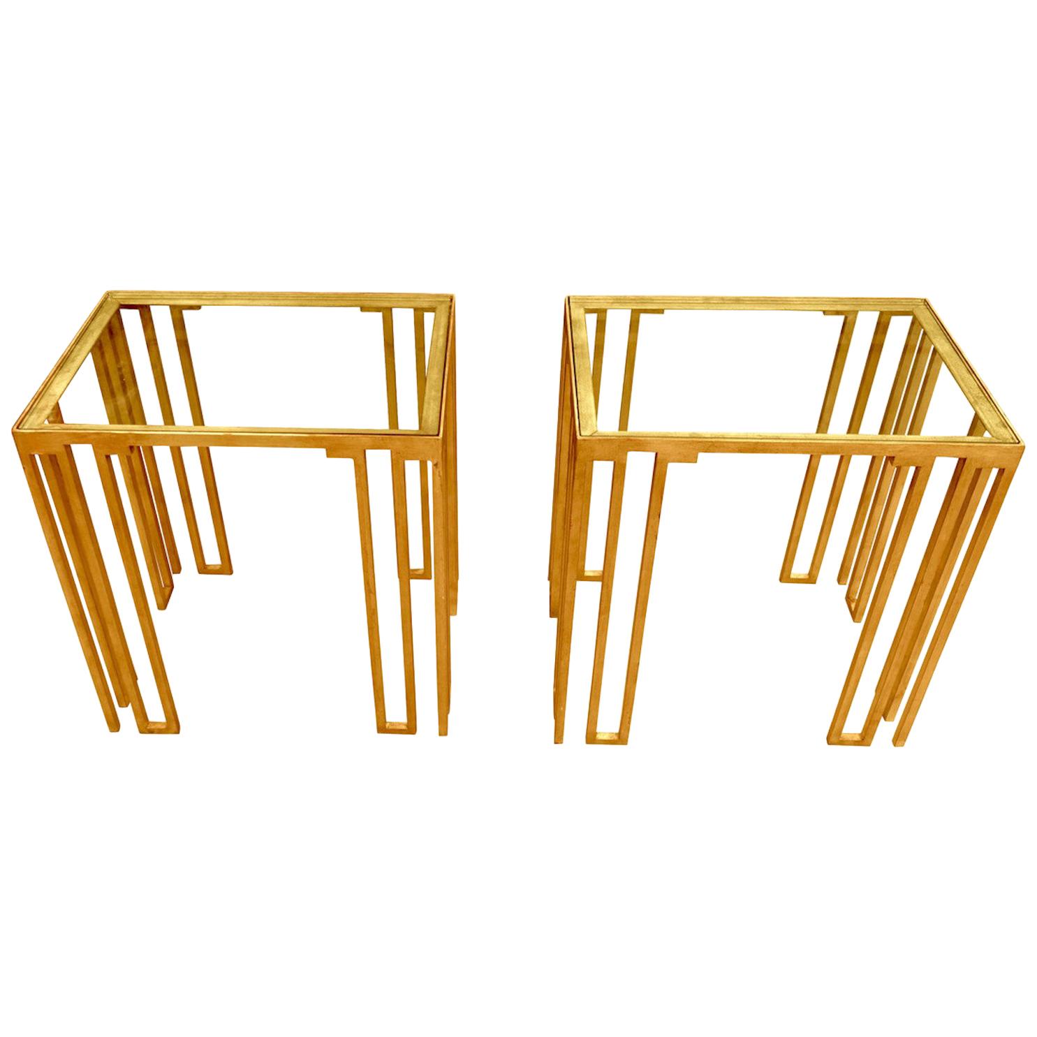 Bronze Pair of Side Tables, Italy, Contemporary