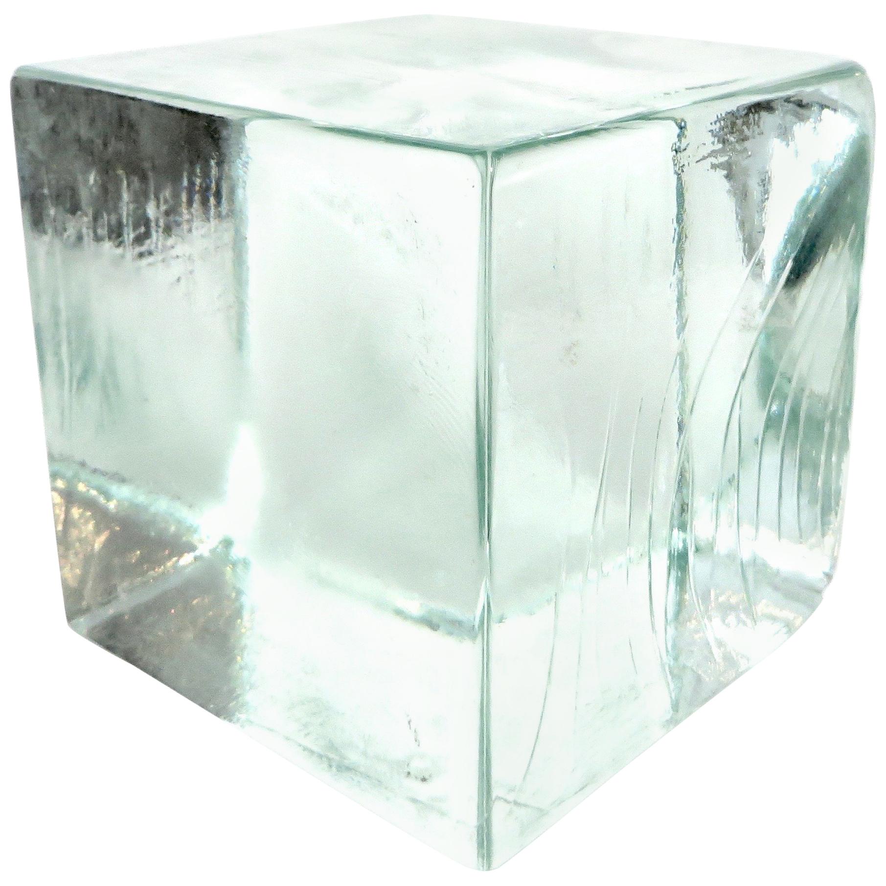 Monumental Sculptural Cast Glass Cube