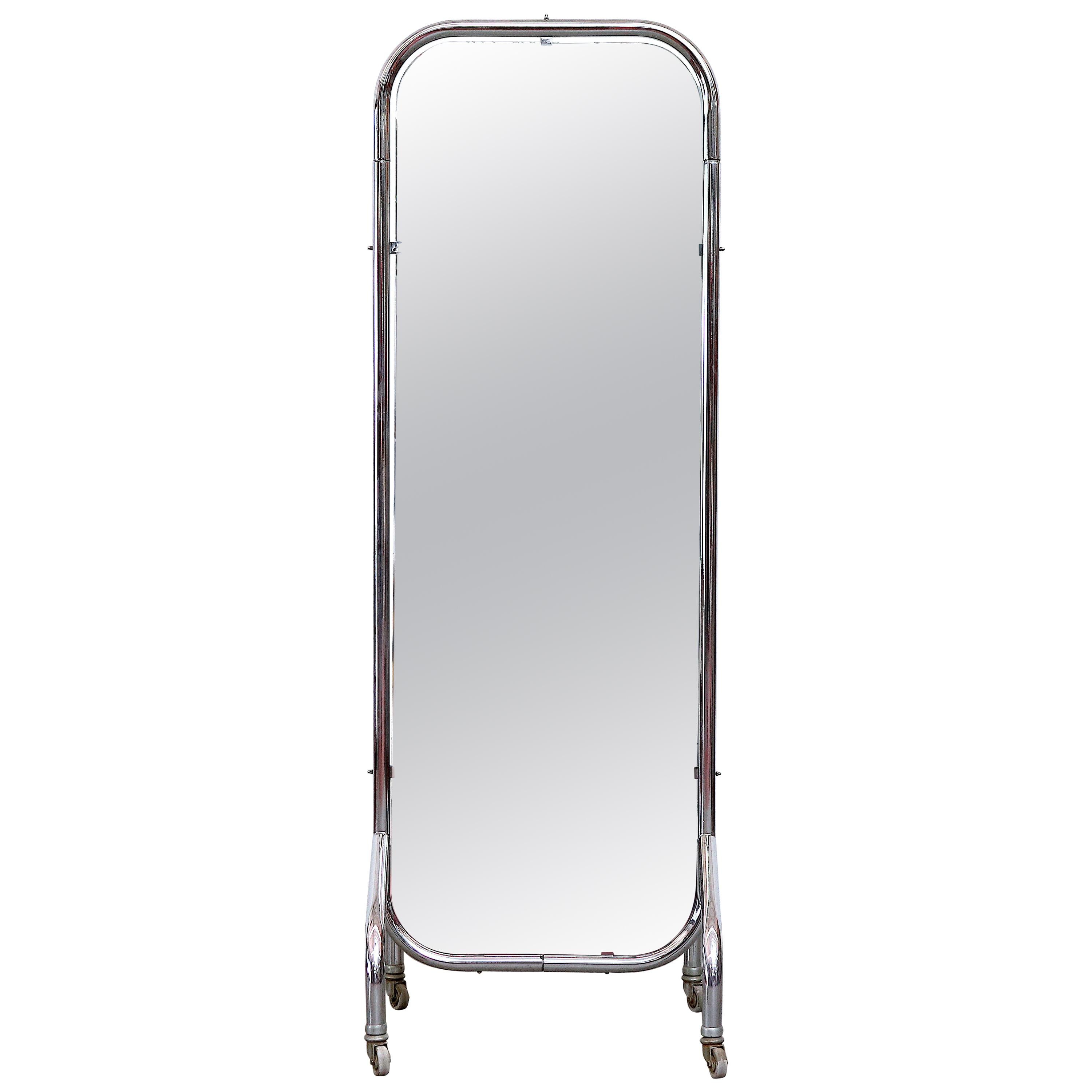 Bauhaus Standing Mirror with Chrome Frame