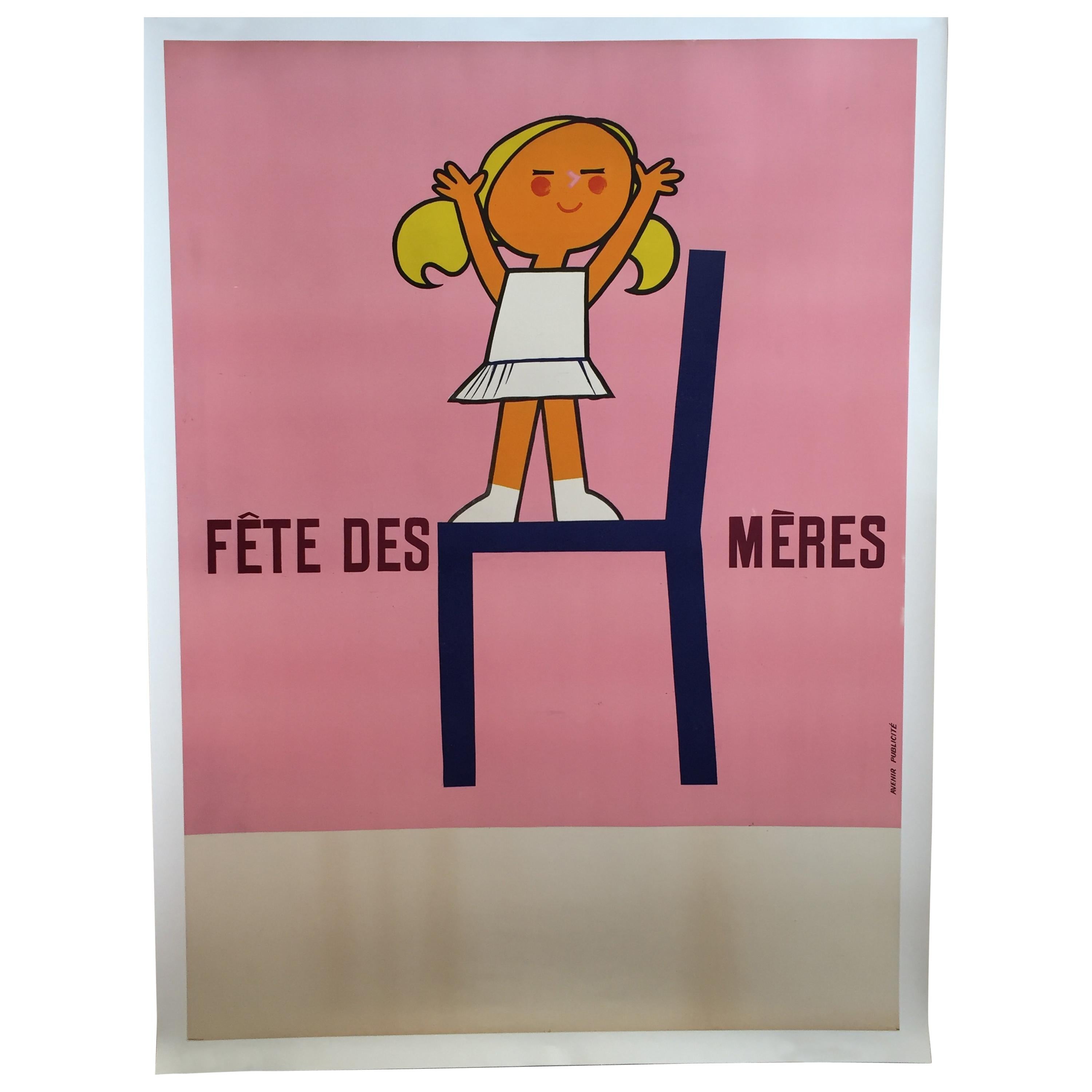 Original Vintage Poster, Fête de Mères, Advertising Mothers Day in France