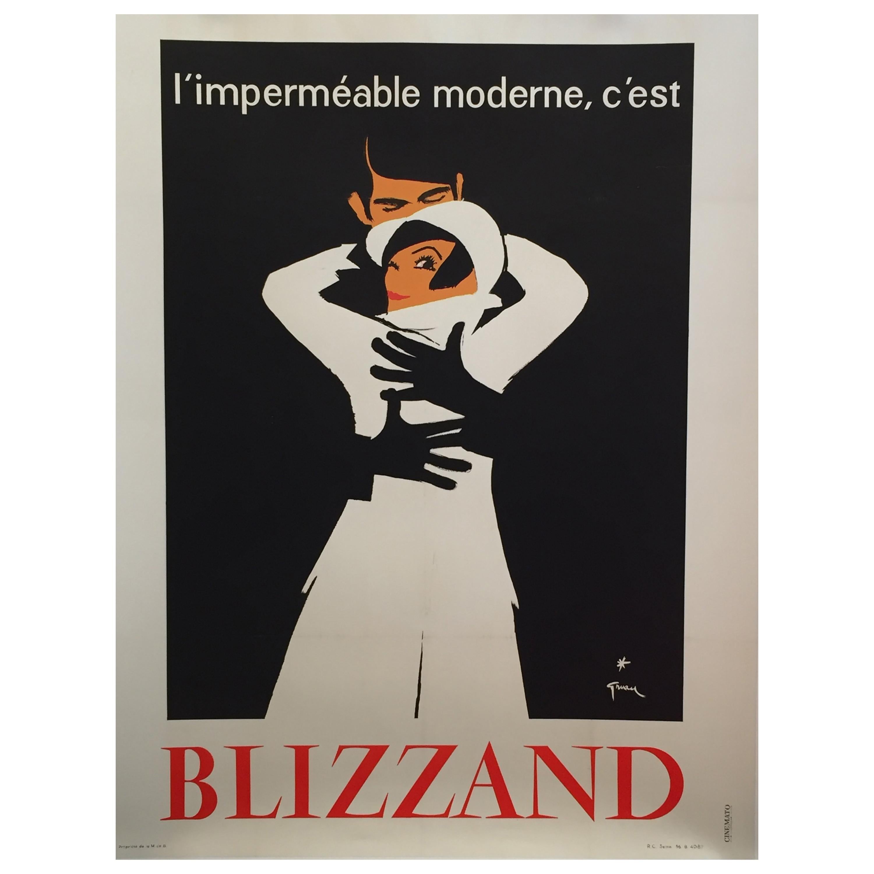 Original Vintage Fashion Poster, 'Impermeable Moderne Blizzand' by Rene Gruau