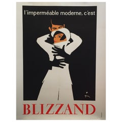 Affiche de mode vintage originale:: 'Impermeable Moderne Blizzand' par Rene Gruau