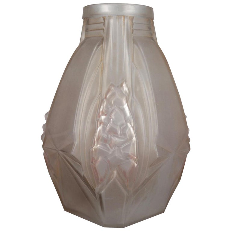 Antique French Art Deco Lalique School Faceted Stylized Floral