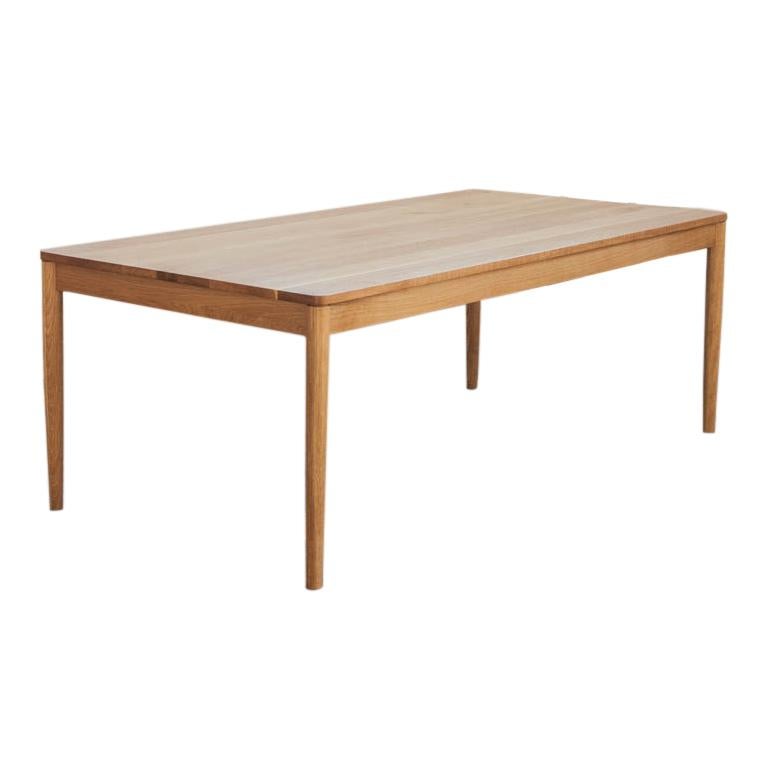 Calvin Family Table, Modern Solid Custom Dining Table in White Oak or Walnut For Sale