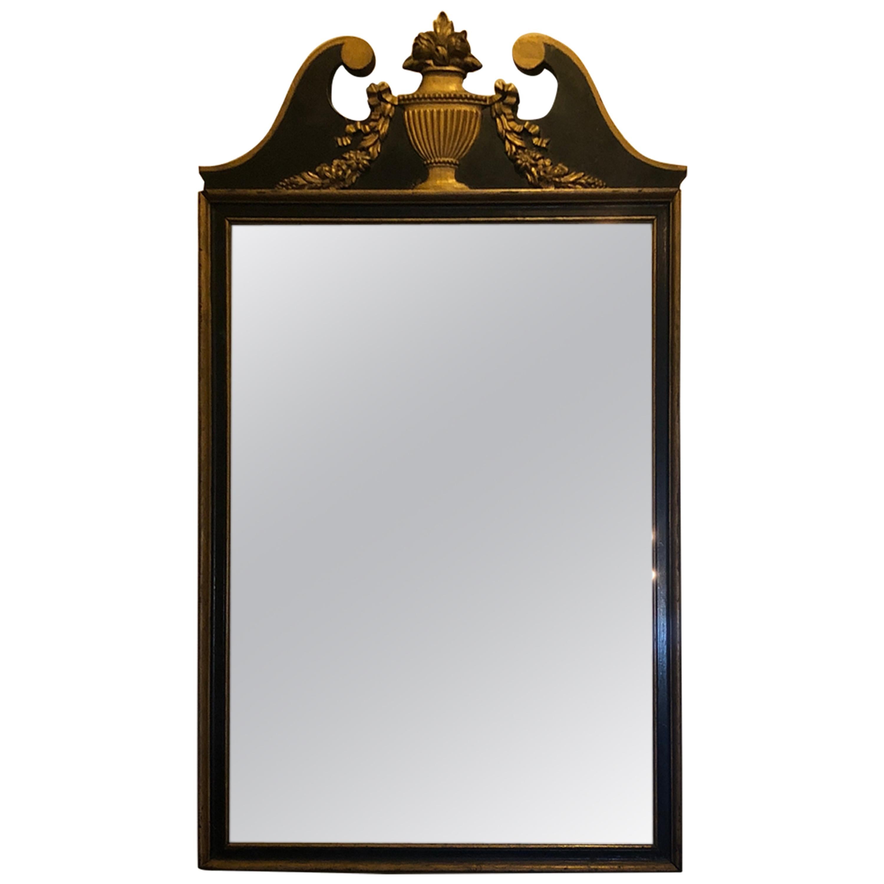Neoclassical French Black and Gilt 1880s Gentleman’s Mirror For Sale