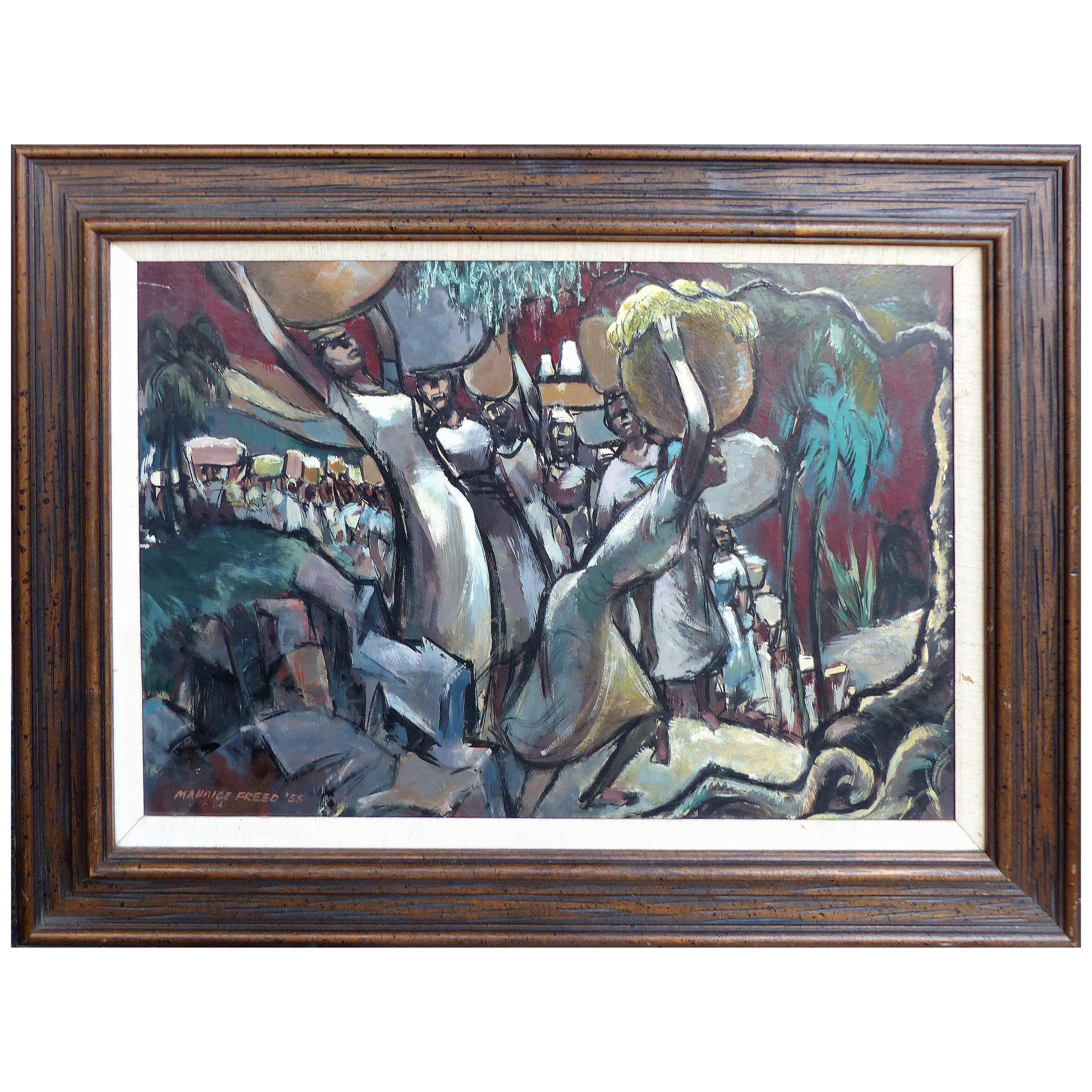 Maurice Freed Mid-Century Modern Abstract Oil Painting