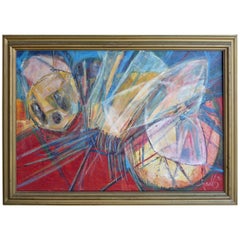 Edith Ferullo Colorful Abstract Oil Painting on Canvas "The Bumble Bee", 1996