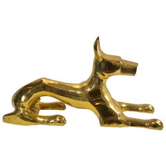 Large Modernist Brass Seated Hound, by Sarreid