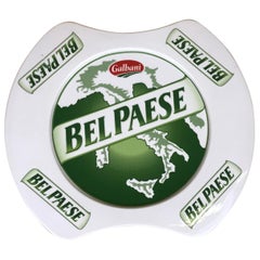 Vintage 1980s Iconic Italian Ceramic Bel Paese Cheese by Galbani Advertising Plate