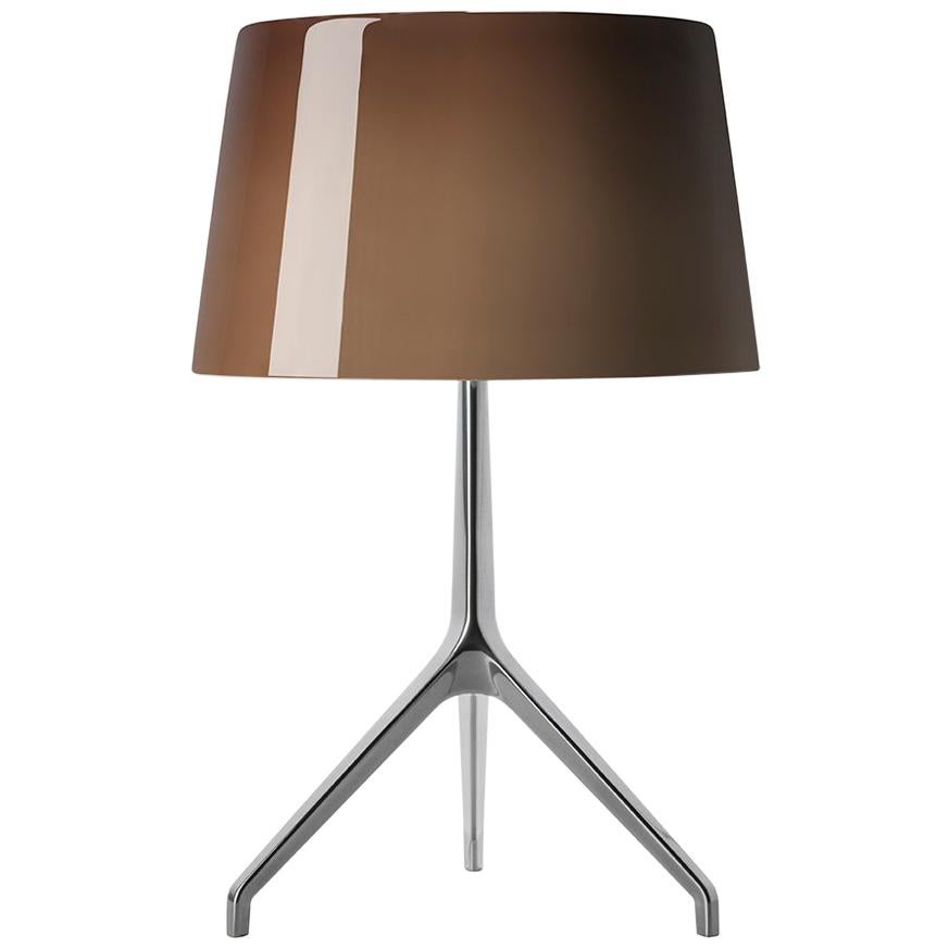 Foscarini Lumiere Extra Large Table Lamp in Brown & Aluminum by Rodolfo Dordoni For Sale