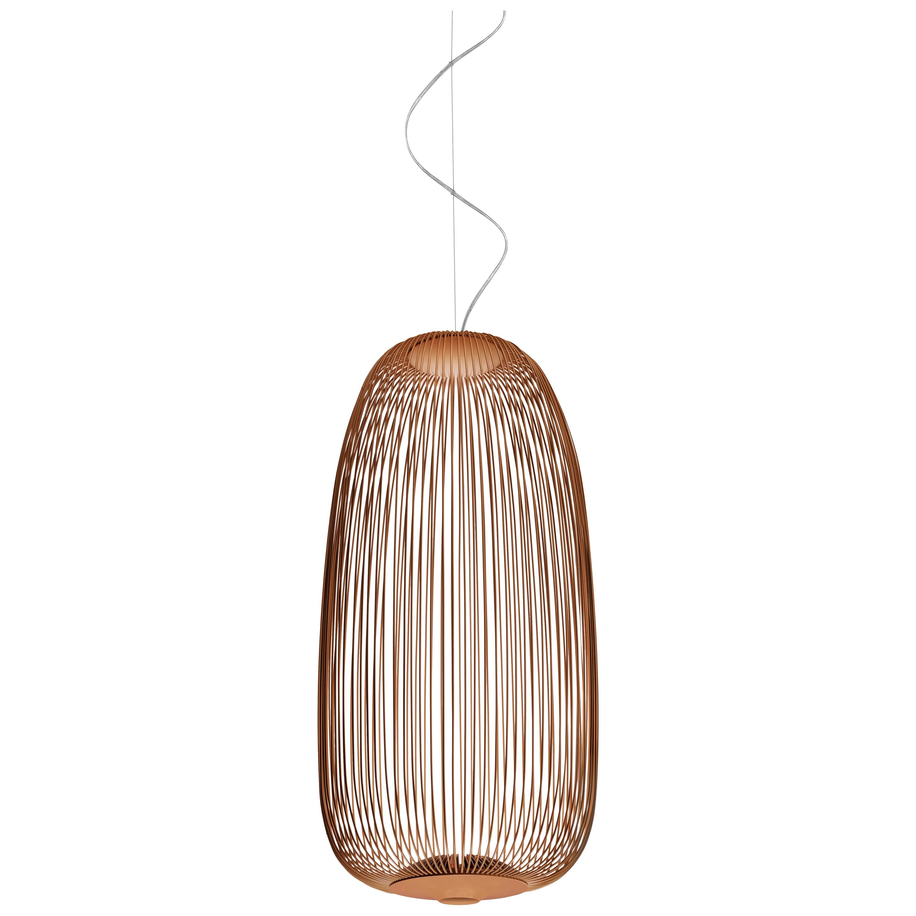 Foscarini Spokes 1 Suspension Lamp in Copper by Garcia and Cumini