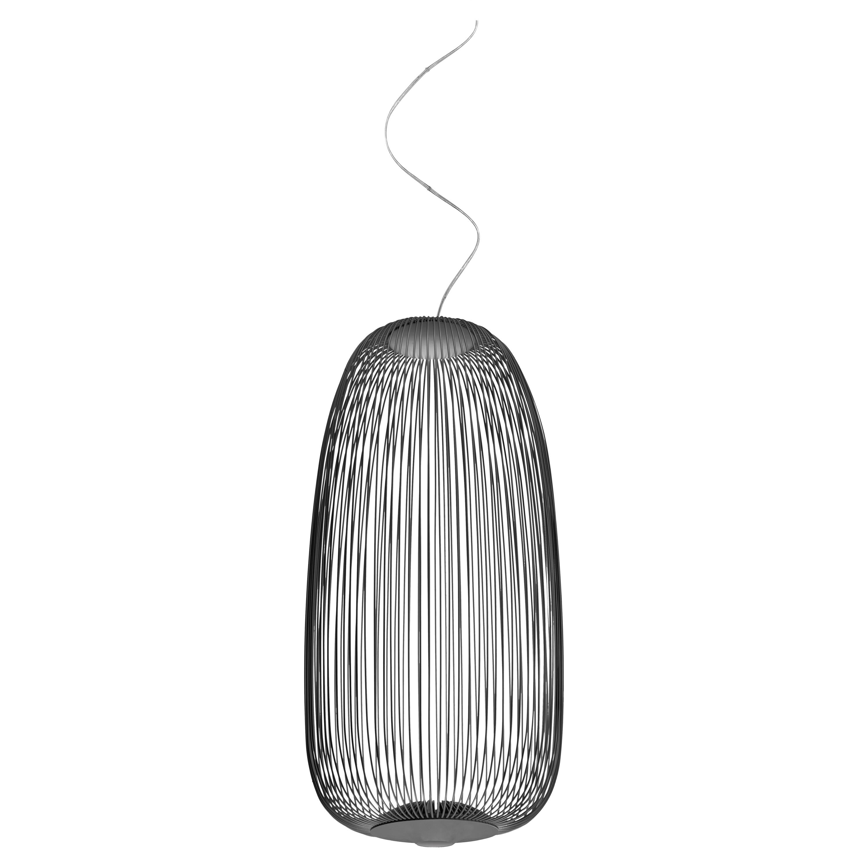 Lampe à suspension Foscarini Spokes 1 en graphite de Garcia et Cumini