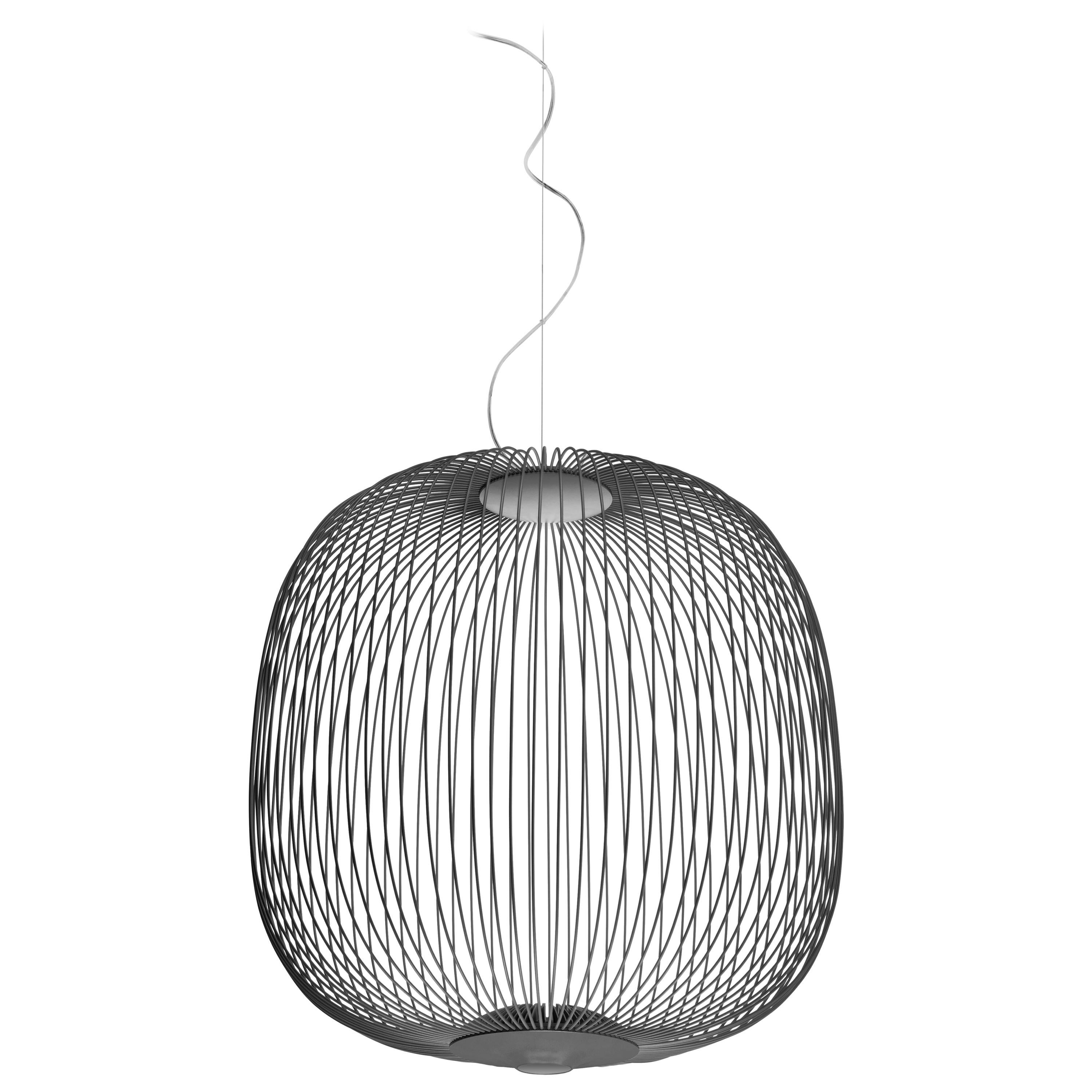 Foscarini Spokes 2 Large Suspension Lamp in Graphite by Garcia and Cumini For Sale