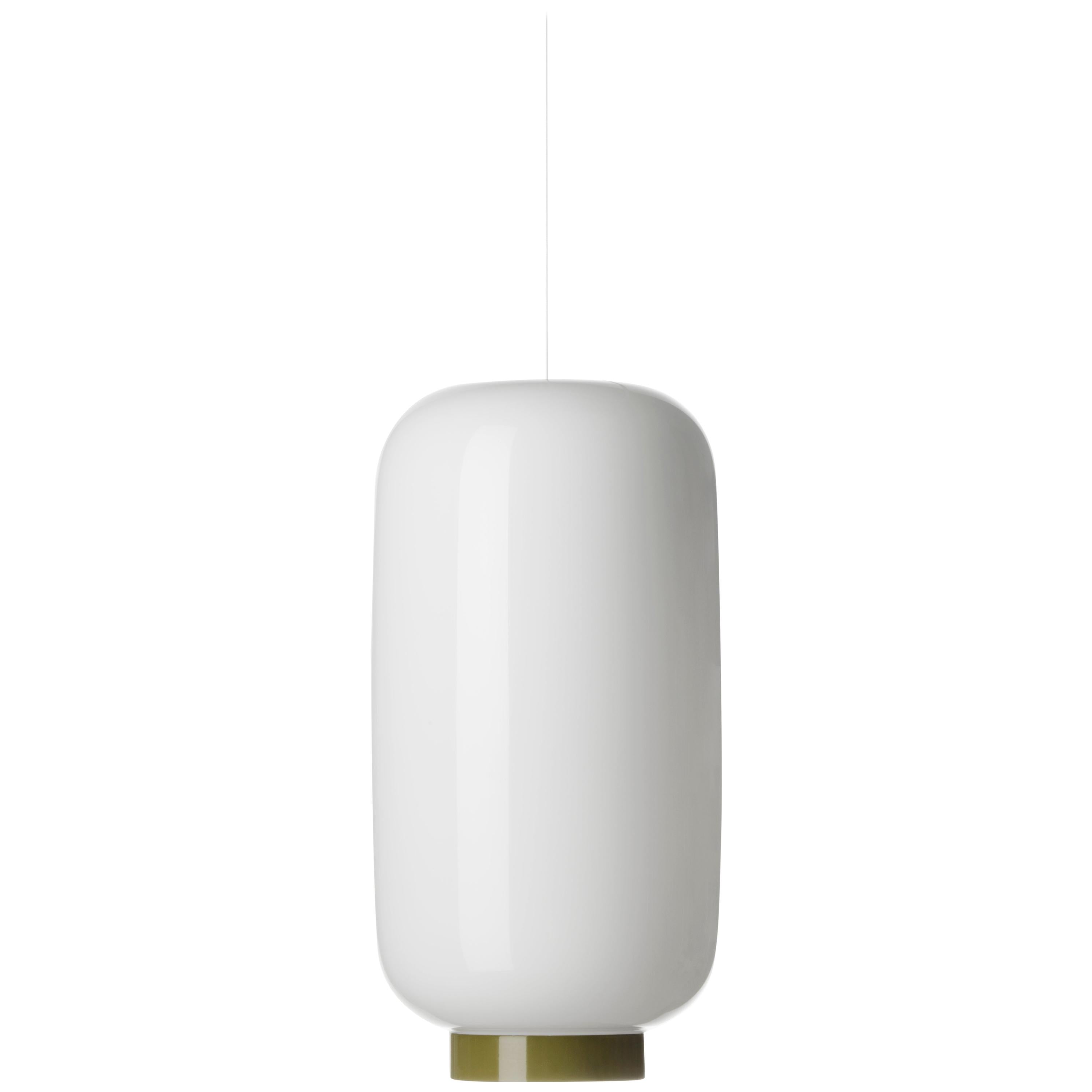 Lampe à suspension LED Foscarini Chouchin inversée 2 en blanc et vert par Lonna Vautrin