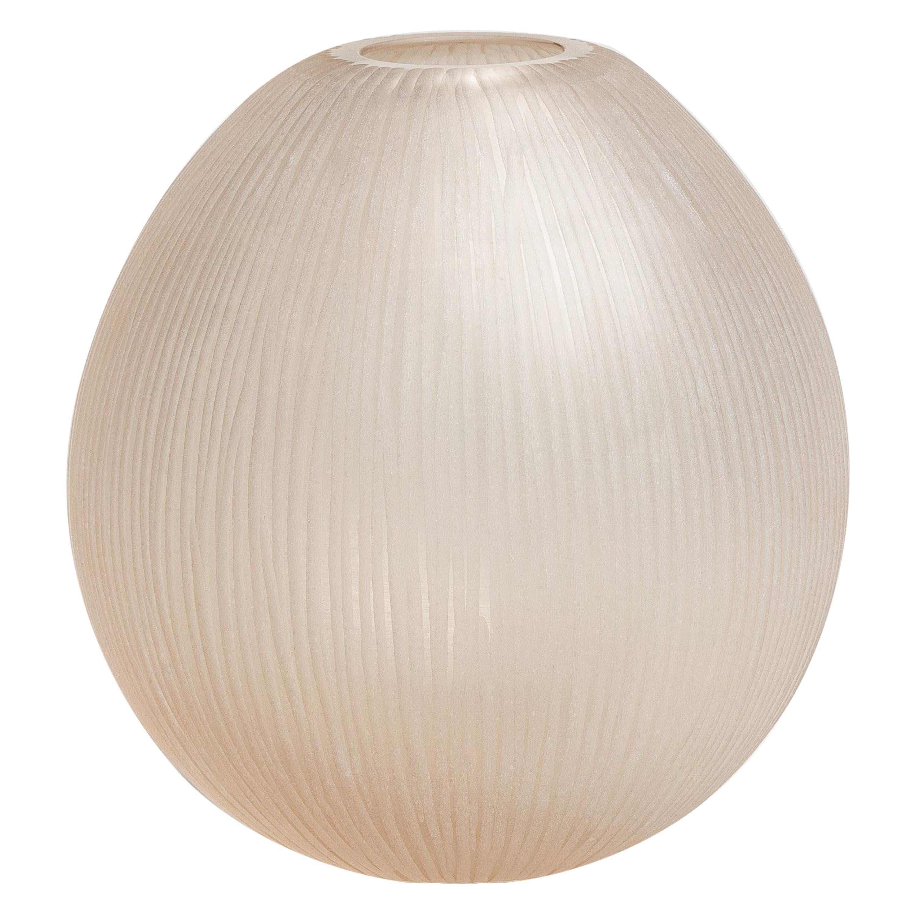 Yali Murano Hand Blown and Engraved Bolla Vase Fumé For Sale