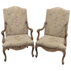Pair of Louis XV Style Tapestry Armchairs