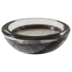 Round Grey Bowl Seguso Design Italian Murano Art Glass, 1960s