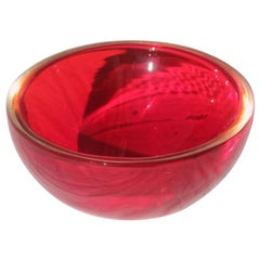 Vintage Midcentury Glass Bowl of Murano Glass Ruby Red Seguso 1960s Italian Design