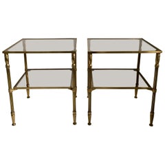Pair of Vintage French Brass Side Tables