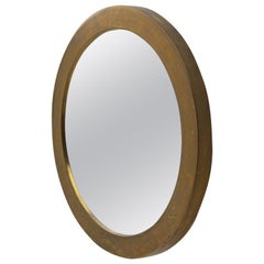 Swedish Midcentury Round Brass Mirror by Glasmäster Markaryd