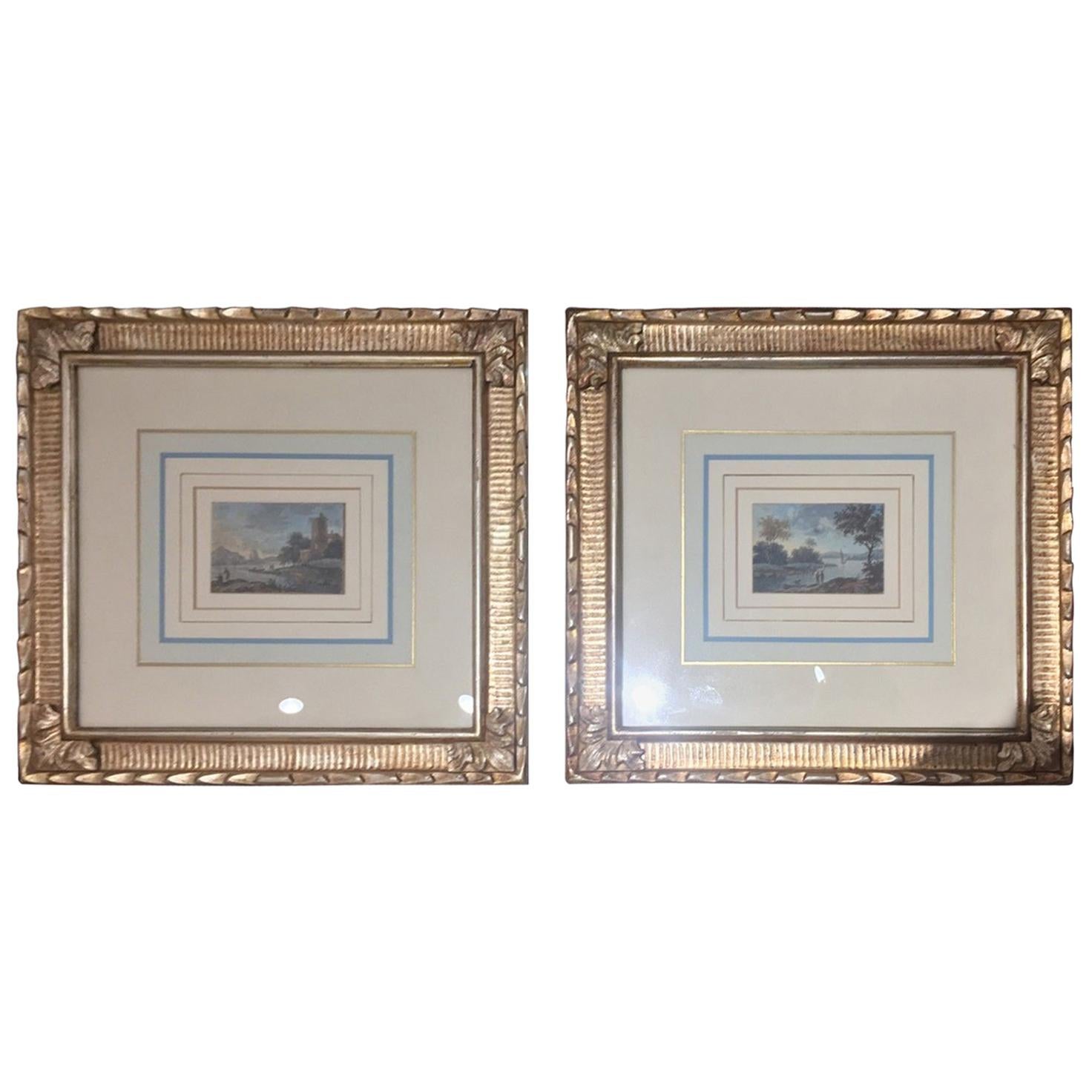 Pair of 19th Century Italian Paintings 1800 Landscape For Sale