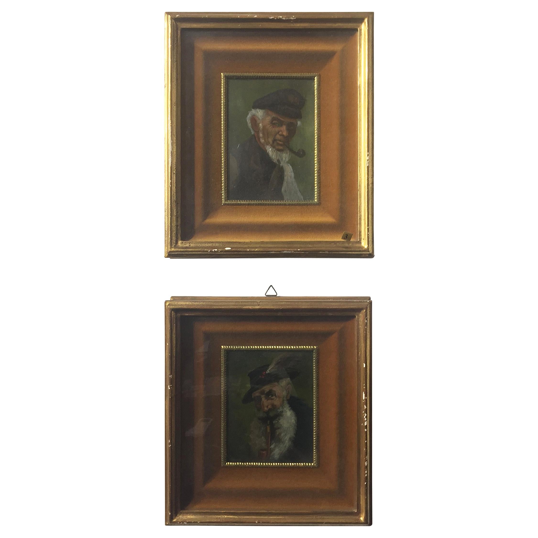 Pair of 19th Century Small English Paintings Sailor Men LAST PRICE For Sale
