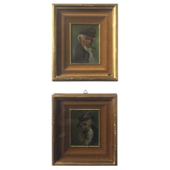 Pair of 19th Century Small English Paintings Sailor Men LAST PRICE