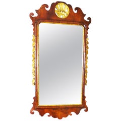 English 18th Century Walnut and Gilt Georgian Antique Wall Mirror