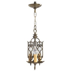 Vintage Chandelier, American Made of Solid Brass from a circa 1908 Arts & Craft Home